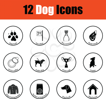 Set of dog breeding icons.  Thin circle design. Vector illustration.