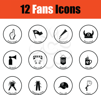 Set of soccer fans icons.  Thin circle design. Vector illustration.