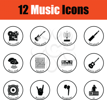 Set of musical icons..  Thin circle design. Vector illustration.