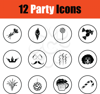 Set of celebration icons.  Thin circle design. Vector illustration.