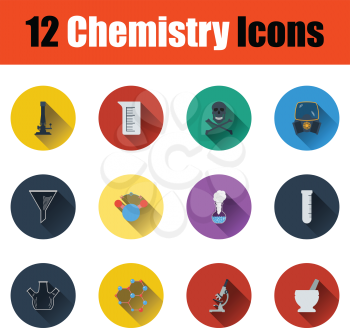 Flat design chemistry icon set in ui colors. Vector illustration.