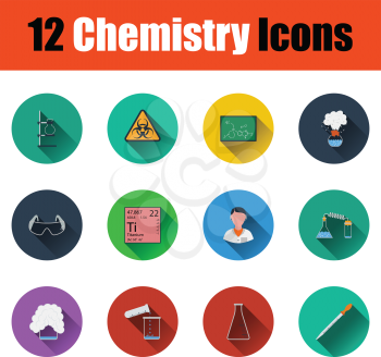 Flat design chemistry icon set in ui colors. Vector illustration.