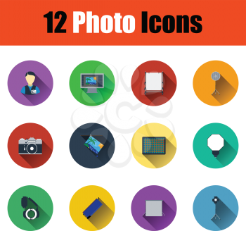 Flat design photography icon set in ui colors. Vector illustration.