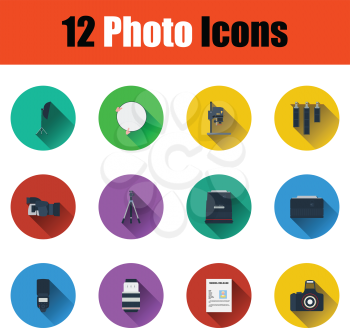 Flat design photography icon set in ui colors. Vector illustration.