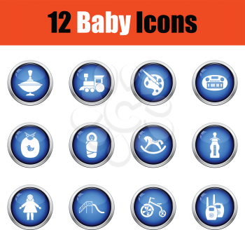 Set of baby icons.  Glossy button design. Vector illustration.