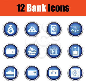 Set of bank icons.  Glossy button design. Vector illustration.
