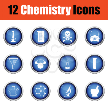 Chemistry icon set.  Glossy button design. Vector illustration.