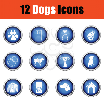 Set of dog breeding icons.  Glossy button design. Vector illustration.