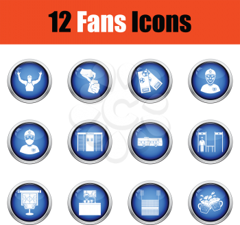 Set of soccer fans icons. Glossy button design. Vector illustration.