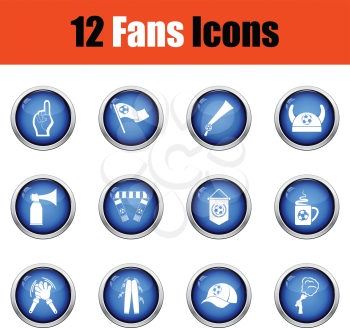 Set of soccer fans icons. Glossy button design. Vector illustration.
