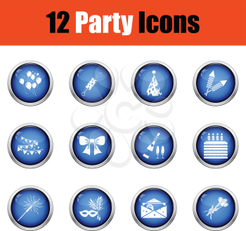 Set of celebration icons.  Glossy button design. Vector illustration.