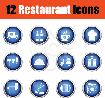 Restaurant icon set.  Glossy button design. Vector illustration.