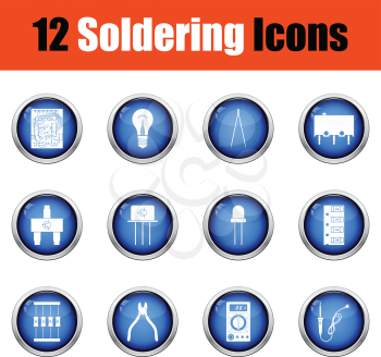 Set of soldering  icons.  Glossy button design. Vector illustration.