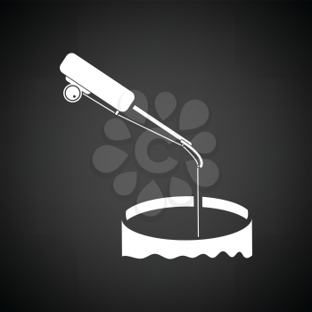 Icon of Fishing winter tackle . Black background with white. Vector illustration.