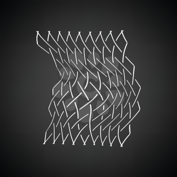 Icon of Fishing net . Black background with white. Vector illustration.