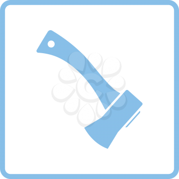 Camping axe  icon. Blue frame design. Vector illustration.