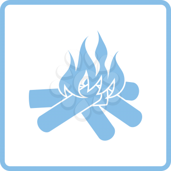 Camping fire  icon. Blue frame design. Vector illustration.