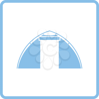 Touristic tent  icon. Blue frame design. Vector illustration.