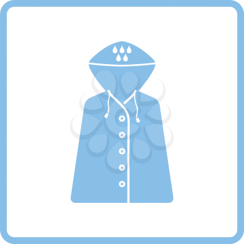 Raincoat icon. Blue frame design. Vector illustration.