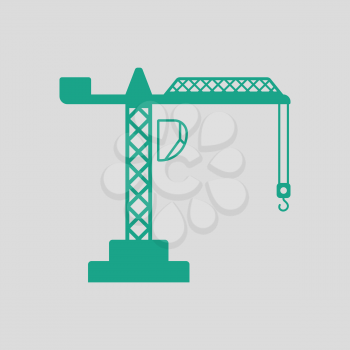 Icon of crane. Gray background with green. Vector illustration.