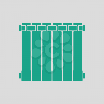 Icon of Radiator. Gray background with green. Vector illustration.