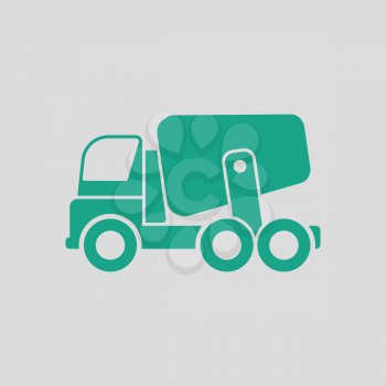 Icon of Concrete mixer truck . Gray background with green. Vector illustration.