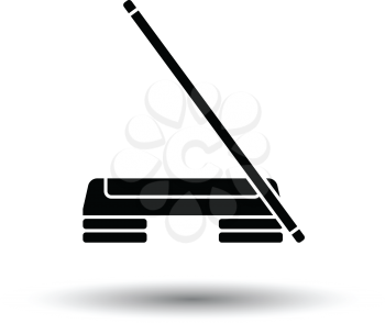 Step board and stick icon. White background with shadow design. Vector illustration.