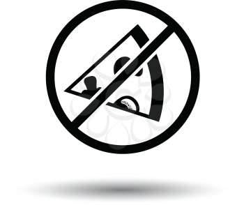 Prohibited pizza icon. White background with shadow design. Vector illustration.