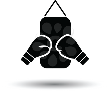 Boxing pear and gloves icon. White background with shadow design. Vector illustration.