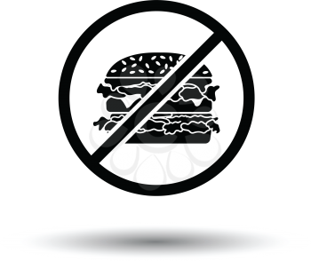  Prohibited hamburger icon. White background with shadow design. Vector illustration.