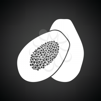 Papaya icon. Black background with white. Vector illustration.