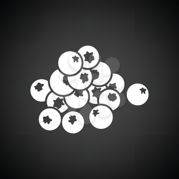 Blueberry icon. Black background with white. Vector illustration.