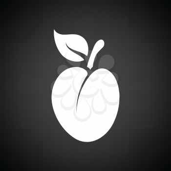 Plum icon. Black background with white. Vector illustration.