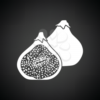 Fig fruit icon. Black background with white. Vector illustration.