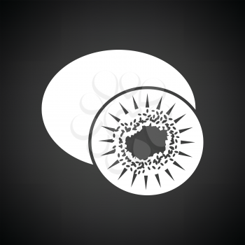 Kiwi icon. Black background with white. Vector illustration.