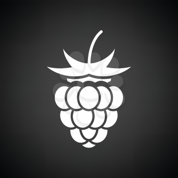 Raspberry icon. Black background with white. Vector illustration.