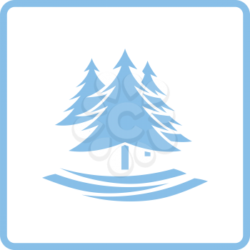 Fir forest  icon. Blue frame design. Vector illustration.