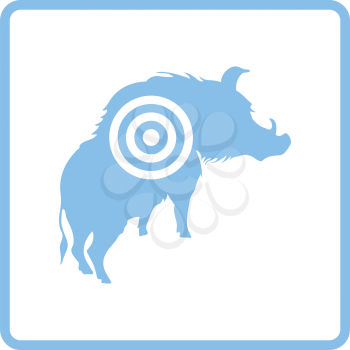 Boar silhouette with target icon. Blue frame design. Vector illustration.