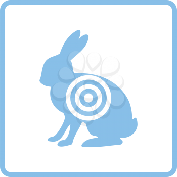 Hare silhouette with target  icon. Blue frame design. Vector illustration.