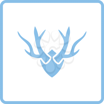 Deer's antlers  icon. Blue frame design. Vector illustration.