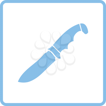 Hunting knife icon. Blue frame design. Vector illustration.