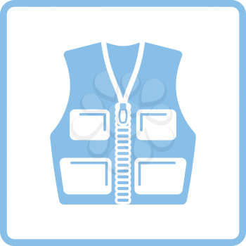 Hunter vest icon. Blue frame design. Vector illustration.