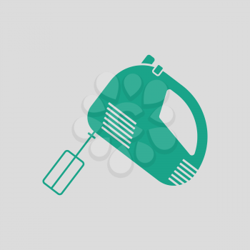 Kitchen hand mixer icon. Gray background with green. Vector illustration.