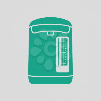 Kitchen electric kettle icon. Gray background with green. Vector illustration.