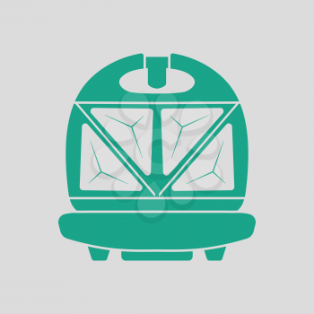 Kitchen sandwich maker icon. Gray background with green. Vector illustration.