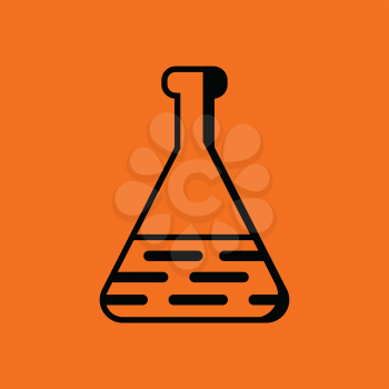 Medical flask icon. Orange background with black. Vector illustration.