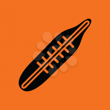 Medical thermometer icon. Orange background with black. Vector illustration.