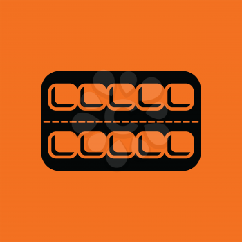 Tablets pack icon. Orange background with black. Vector illustration.