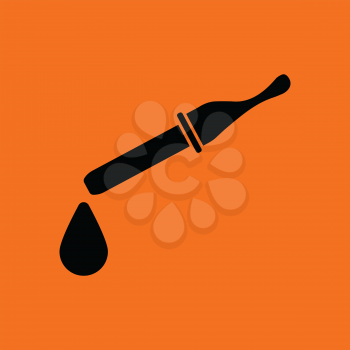 Dropper icon. Orange background with black. Vector illustration.