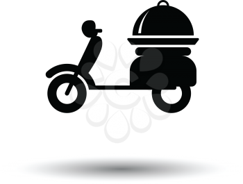 Delivering motorcycle icon. White background with shadow design. Vector illustration.